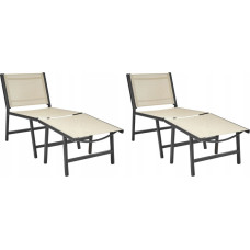 Beliani Zestaw 2 krzeseł ogrodowych MARCEDDI Z podnóżkiem Metal Beżowy