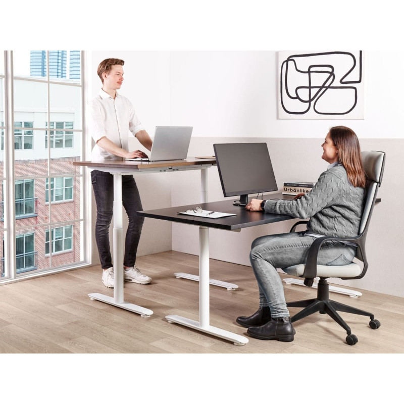 Beliani Biurko Beliani Biurko regulowane elektrycznie 120 x 72 cm czarno-białe DESTINAS
