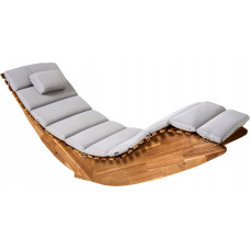 Beliani Leżak ogrodowy z poduszką BRESCIA PREMIUM Drewno akacjowe Jasnoszary