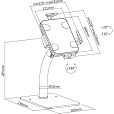 Maclean MC-468W Universal Tablet Stand Holder Lockable 7.9