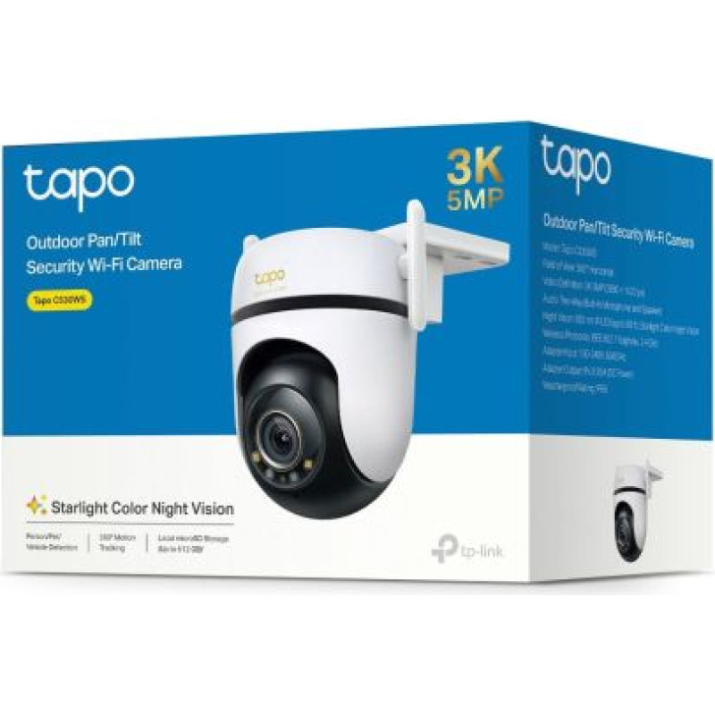 Tp-Link Camera Tapo C530WS Wi-Fi Outdoor Pan/Tilt Security 3K 5MP, Night Vision, White EU