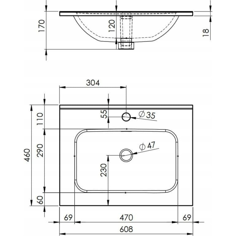 Alkotest Umywalka Alkotest RE040603067160 / ELITA / SKAPPA / UMYWALKA 60, CERAM BLACK MATT / 146060 /