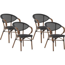 Beliani Zestaw 4 krzeseł ogrodowych ciemne drewno z czarnym CASPRI