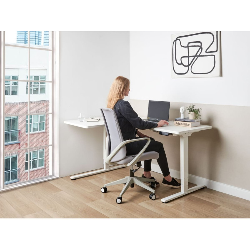 Beliani Biurko Beliani Biurko narożne lewe regulowane elektrycznie 160 x 59 cm białe DESTINES