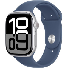 Apple Watch Series 10 GPS 46mm Silver Aluminium CaSE, with Denim Sport Band - M/L