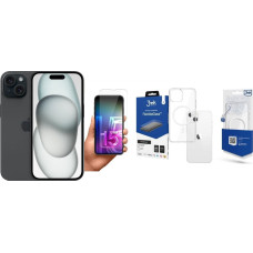 Apple Smartfon Apple iPhone 15 128GB Black (MTP03) + FlexibleGlass + Etui MagCase