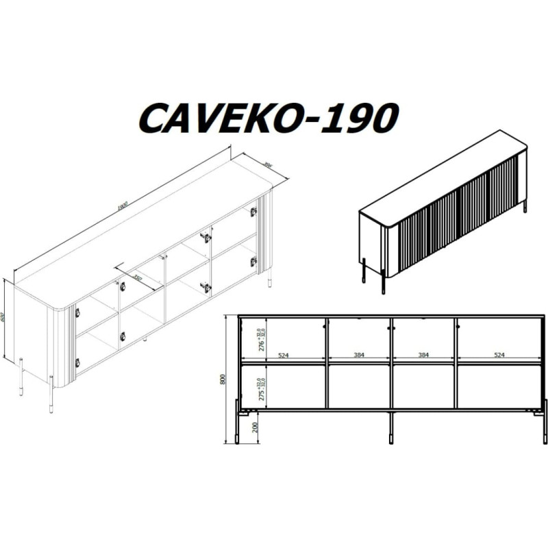 Cama Meble Cama VERA chest of drawers 190x40x80 matt white