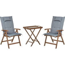 Beliani Zestaw mebli balkonowych drewno akacjowe z poduszkami szarymi AMANTEA