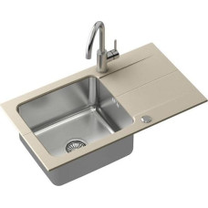 Steiner Zlewozmywak Steiner EDWARD 111 Fusion beżowy 780*440 z syfonem manualnym w zestawie z baterią Kate