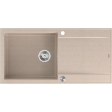 Graniteq EVAN 146 XL GraniteQ zlewozmywak z syfonem Push 2 Open 1-komorowy z/o (1000x500x210; kom. 420x480) pearl beige / elementy stalowe