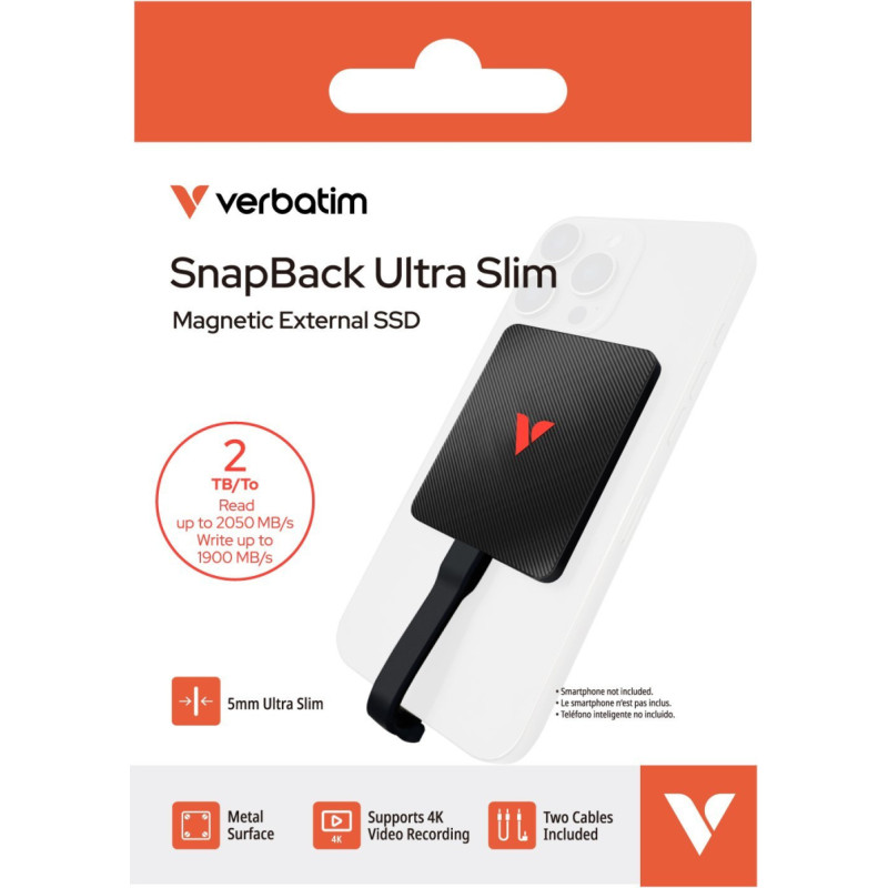 Verbatim Dysk zewnętrzny SSD Verbatim Dysk zewnętrzny SnapBack Ultra Slim SSD 2TB czarny 32337