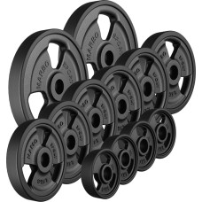 Marbo Sport 30mm svara diski Tri-Grip rubberized cast iron weight plates set 29 kg / 2 x 5 kg + 6 x 2.5 kg + 4 x 1 kg - Marbo Sport