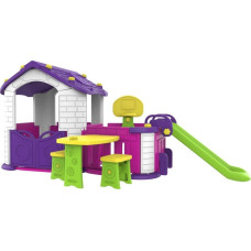 Joko Domek ogrodowy ze zjeżdżalnią, koszykówką oraz ogródkiem ze stolikiem 5w1 dla dzieci