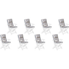 Beliani Zestaw 8 poduszek na krzesła ogrodowe niebiesko-beżowe MAUI