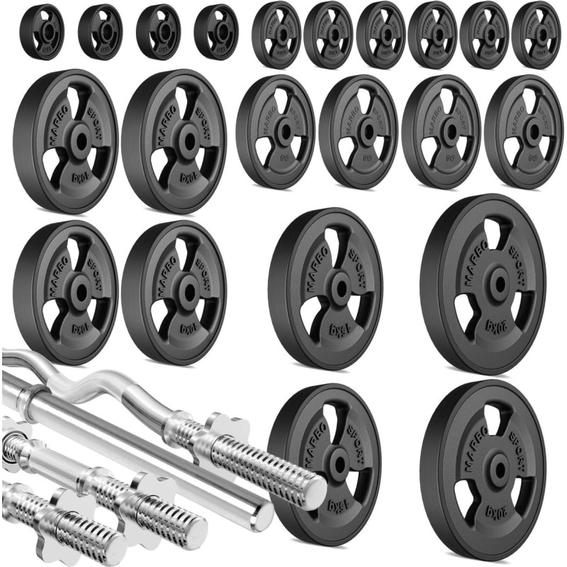 Marbo Sport Pastiprinātu rokturu un gumijotu svaru komplekts 172 kg - Marbo Sport