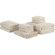 Beliani Komplet 9 ręczników bawełniany beżowy AREORA