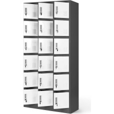 Diablo Chairs Spind Schließfachschrank mit 18 Fächern KAROL, 900 x 1850 x 400 mm, anthrazit-weiß