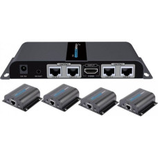 Techly System przekazu sygnału AV Techly Extender Splitter HDMI 1x4 1080p60Hz po Skrętce Cat6 do 40m (IDATA EX-HL41TY)