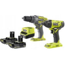 Ryobi ONE+ wiertarko- wkretarka + zakretarka z udarem + 2 akumulatory 2.0AH i ladowarka, zestaw