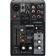 Yamaha AG03 MK2 - 3-channel live streaming mixer with USB audio interface, black