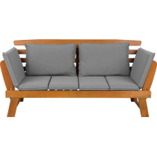 Beliani Sofa ogrodowa drewniana jasna z regulowanymi podłokietnikami PORTICI