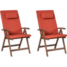 Beliani Zestaw 2 krzeseł ogrodowych z poduszkami AMANTEA PREMIUM Drewno akacjowe Czerwony
