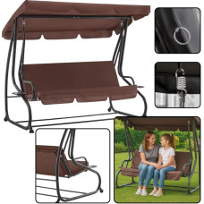 Lean Huśtawka Czteroosobowa Ogrodowa Bujana Daszek Wolnostojąca Brązowa LEAN