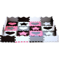 Nils Fun BĒRNU PAKLĀJS MD03 KID'S MAT PUZZLE PLAYPEN PINK HEARTS 36 ELEMENTS 140x140CM  NILS FUN