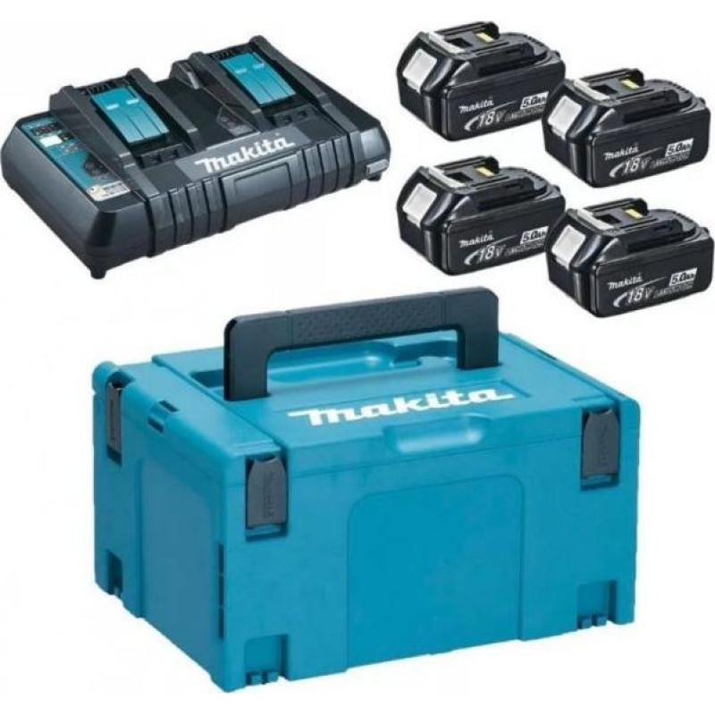 Makita ZESTAW ZASILAJĄCY 18V MAKPAC (4*BL1850+DC18RD)