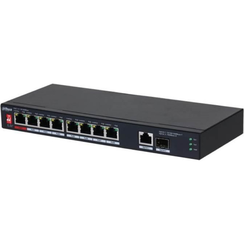 Dahua Switch|DAHUA|PFS3110-8ET1GT1GF-96|Desktop/pedestal|8x10Base-T / 100Base-TX|1x10Base-T / 100Base-TX / 1000Base-T|2x1000Base-T|PoE ports 8|96 Watts|DH-PFS3110-8ET1GT1GF-96