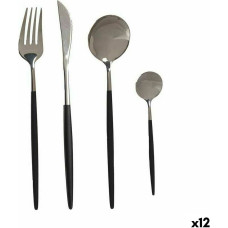 Kinvara Cutlery Set Black Silver Stainless steel 8 Pieces (12 Units)