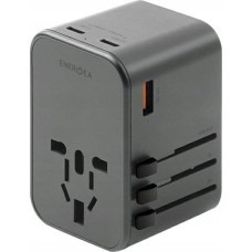 Energea Ładowarka Energea ENERGEA ład. siec. 1xUSB+2xUSB-C PD-PPS-QC 3.0 65W 1A2C adapter 4w1 US/UA/EU/UK szary/gunmetal Travelworld Adapter GaN65W