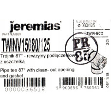 Jeremias Trójnik 87° z rewizją biały z uszczelką 80/125 (Junkers, Buderus, Viessmann, Wolf)