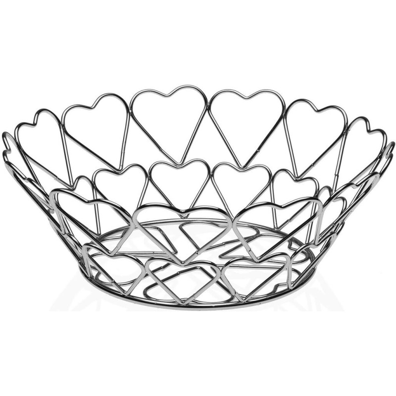 Versa Fruit Bowl Versa Hearts Metal Steel (26 x 10 x 26 cm)