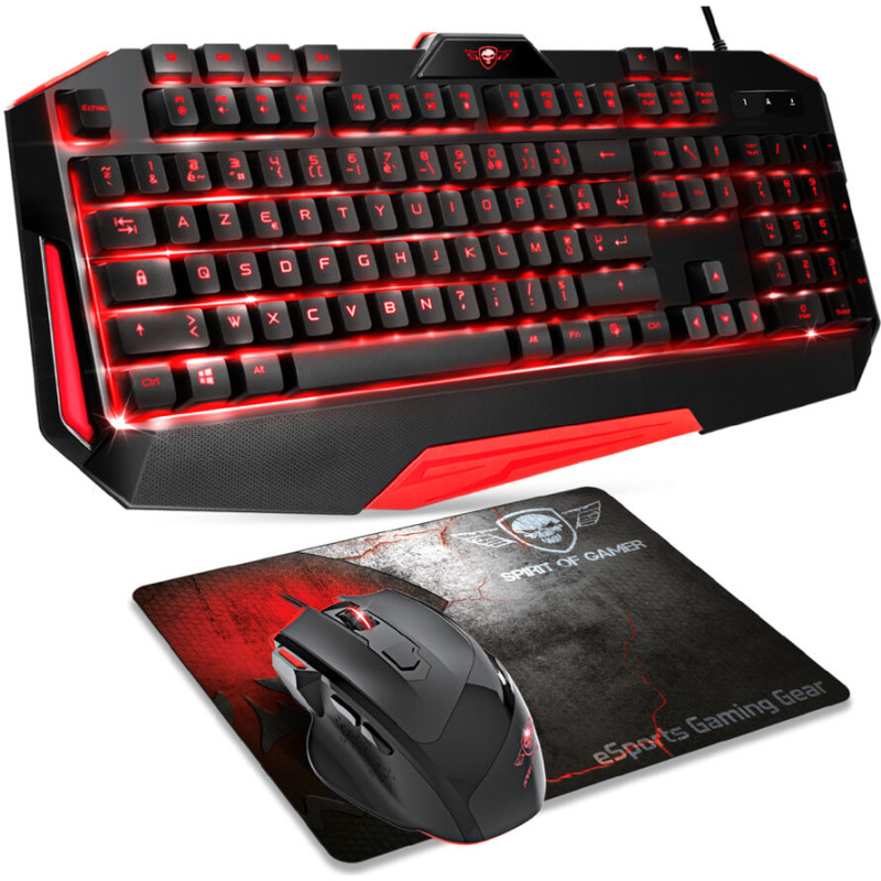 Spirit Of Gamer Keyboard and Mouse Spirit of Gamer SOG-3IN1-ES Black Red AZERTY