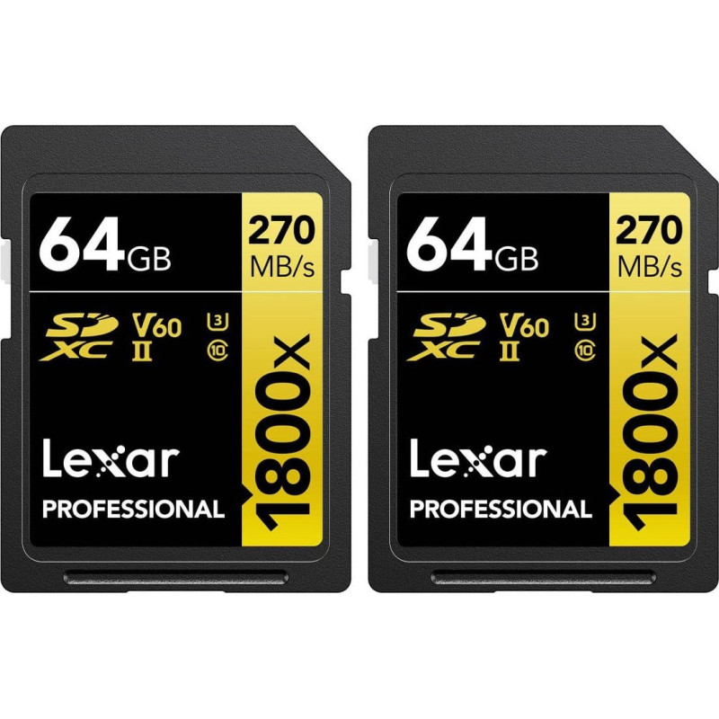 Lexar Karta Lexar Professional 1800x SDXC 64 GB + 64 GB Class 10 UHS-II/U3 V60 (LSD1800064G-B2NNU)
