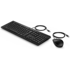 HP HP 225 USB Wired Mouse Keyboard Combo, Sanitizable/Antimicrobial - Black - US ENG