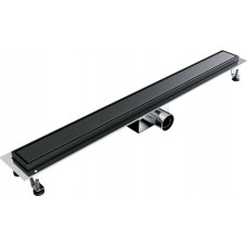Spiroflex 800 liniowe odwodnienie prysznicowe AQUA STEEL LA BLACK z rusztem gładkim BGM (S)