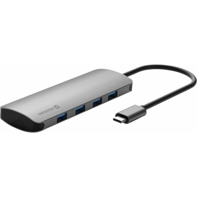 Swissten 8in1 USB-C Hub Aluminium USB-C 100W / HDMI 4K / LAN RJ45 / 2x USB-A / USB-C / SD / MICRO SD