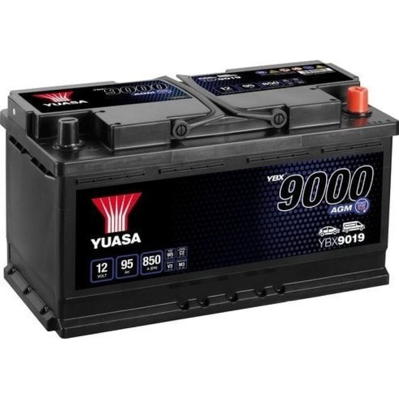 Maxgear Akumulator YUASA 12V 95Ah/850A START&STOP AGM  YBX9000 AGM Start Stop Plus (P+ standardowy) 353x175x190 B13 (agm/rozruchowy)