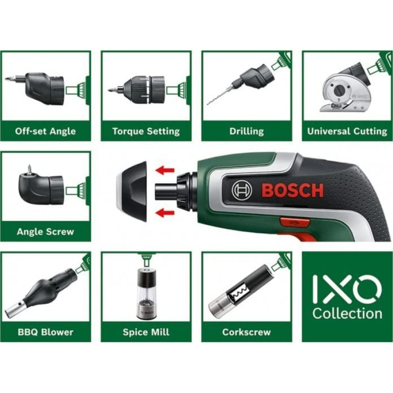 Bosch powertools Bosch Cordless Screwdriver IXO 7 Set, 3.6V (green/Kolor: CZARNY, Li-Ion battery 2.0Ah)