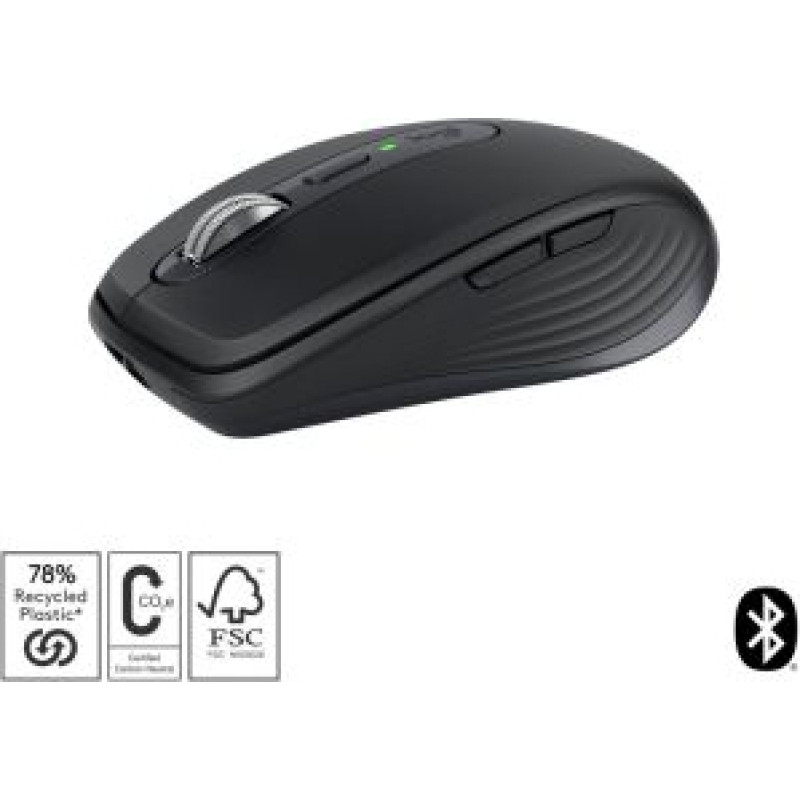 Logitech MX Anywhere 3S Mouse - RF Wireless + Bluetooth, Laser, 8000 DPI, Graphite