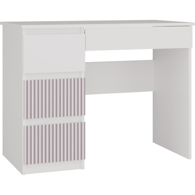 Topeshop Biurko Topeshop Biurko z 4 szufladami, lewe, Mijas, 98x51x76 cm, biały, różowy