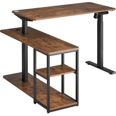 Ergo Office Biurko Ergo Office Biurko podnoszone elektrycznie Ergo Office, max wys. 121cm, max - 70 kg, z blatem i półkami, do pracy stojąco siedzącej, brąz ru