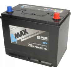 Maxgear Akumulator 4MAX 12V 72Ah/750A START&STOP EFB (P+ standardowy) 261x175x227 B01 - stopka o wysokości 10.5 mm (efb/rozruchowy)