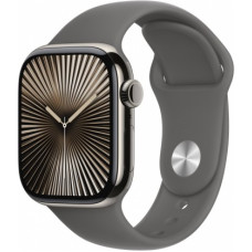 Apple Watch Series 10 GPS + Cellular 42 mm Natural Titanium Case with Stone Grey Sport Band - S/M