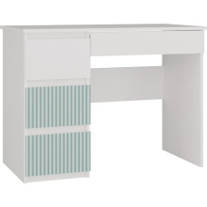 Topeshop Biurko Topeshop Biurko z 4 szufladami, lewe, Mijas, 98x51x76 cm, biały, miętowy