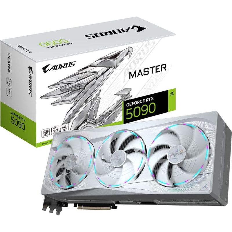 Gigabyte AORUS GeForce RTX 5090 MASTER ICE 32G Graphics Card - 32GB GDDR7, 512bit, PCI-E 5.0, 2655MHz Core Clock, 3 x DP 2.1a, 1 x HDMI 2.1b, NVIDIA DLSS 4, GV-N5090AORUSM ICE-32GD