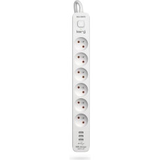 Kerg power strip with circuit breaker-6 sockets USBC+USBA 16A 1,5m