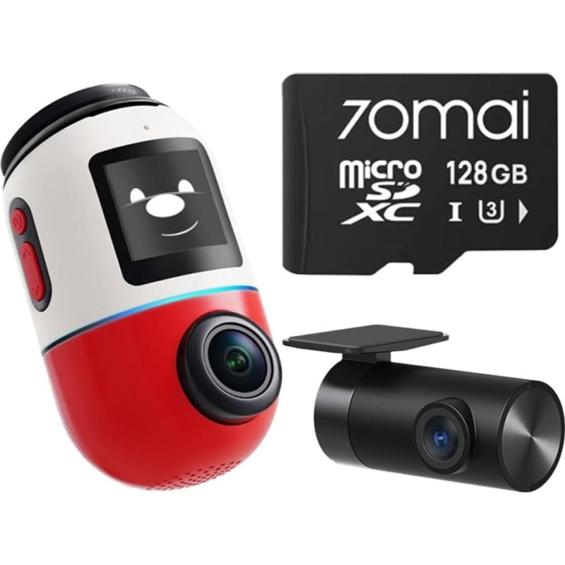 70Mai Omni X800 4K set Czerwona + karta 70mai SD 128GB